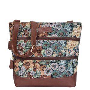 Ladies' Tapestry Messenger Sling Bag in Botanical Pattern – Crossbody Bag Purse